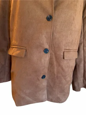 Women's 3 Button Faux Suede Lightweight Lined Jacket Size L #260814 thumbnail 2