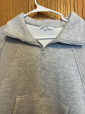 Aemi + Co Gray Quarter Zip Cropped Sweatshirt thumbnail 4