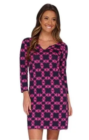 Lily Pulitzer 3/4 Sleeve Pink Frog Print Dress lightweight Pima Cotton S thumbnail 1