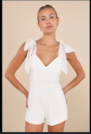 Lulus Romper White Lace large thumbnail 1