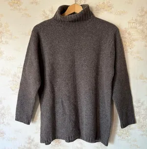 Vintage 90s Eddie Bauer Gray Merino Wool Turtleneck Sweater M thumbnail 1