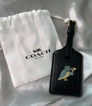 NEW! Rare Vintage Coach Black Leather Luggage Tag thumbnail 1
