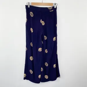 Silence Noise Womens Navy Blue Dotted Flare Pants Size 0 Boho Cropped Festival‎ thumbnail 7