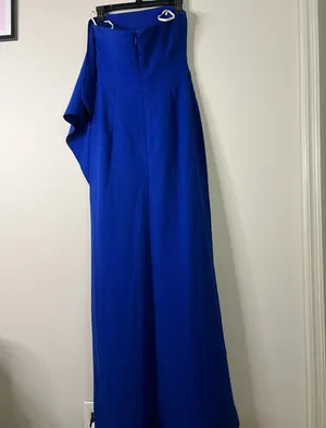 Halston Heritage Women’s Royal Blue Ball Gown Long Prom Dress thumbnail 3