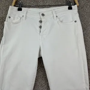 7 For All Mankind Jeans Women 26 White Low Rise Straight Y2K Made USA Button Fly thumbnail 10