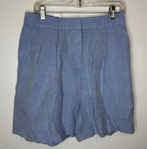 Ann Taylor Womens Light Blue Linen Pleated Shorts Size 2 New thumbnail 1