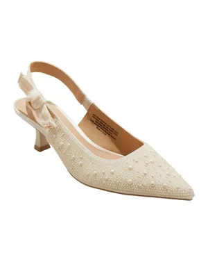 A New Day Womens Milan Pearl Slingback Heels 92611221 Ivory Off White 6M thumbnail 8