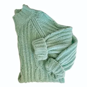 Vintage Anthro Chunky Cable Knit Sweater Dress Green Oversized Retro‎ 90s Size S thumbnail 10