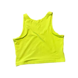 Neon Yellow Sleeveless Tank Cropped Size S 90's Retro thumbnail 2