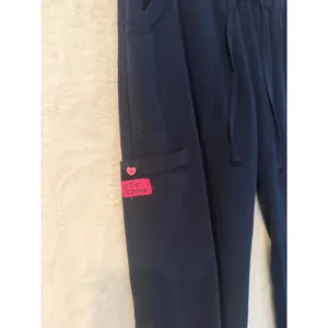 Betsey Johnson Navy Blue Scrub Pants‎ Womens Medium Cargo Jogger Elastic Waist thumbnail 2