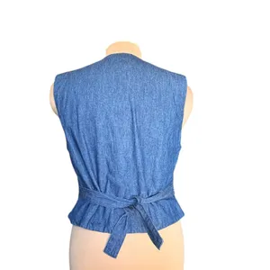 Vintage Eagle’s Eye Patchwork‎ Denim Vest Quilted Embroidered Cottagecore Artsy thumbnail 4