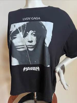 lady Gaga Black Graphic Short Sleeve Tee with Mayhem whimsygoth vibes thumbnail 1