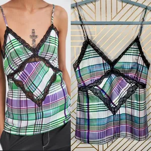 Zara Check Plaid Lace-Trimmed‎ Camisole Top thumbnail 2
