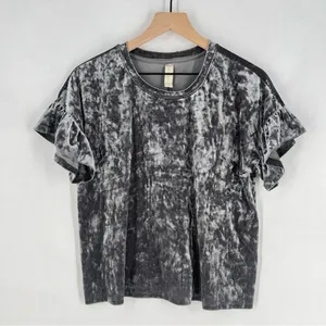 Altar'd State Gray Velvet Ruffled Flutter‎ Sleeve Top Size M thumbnail 3