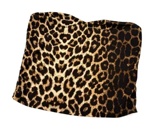 Animal print Stretchy Tube Top Leopard Summer Tee Sleeveless Jaguar Top Cropped thumbnail 1