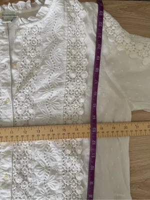 Sundance Large White Floral Embroidered Long Sleeve Blouse Crew Prairie Cottage thumbnail 6
