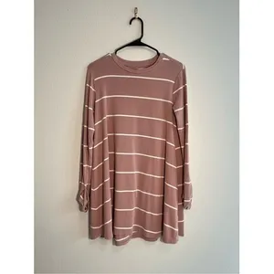 Mud Pie Mauve‎ Pink Striped Tunic Long Sleeve Casual Relaxed T-Shirt Swing Dress Small thumbnail 2