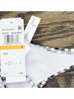 NWT Salt + Cove Juniors Plaid Underwire Bikini Swim Top 807027 Black / White S thumbnail 7