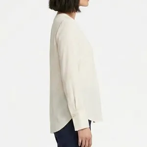 Ann Taylor Ivory V-Neck Long Sleeve Blouse Career Office Top Size Medium thumbnail 3