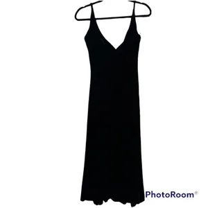 Vintage 90s Size 2 Dress Whimsigoth Velvet Button Up Black Midi Fit Flare Grunge thumbnail 8