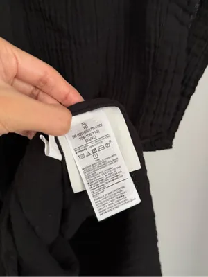 Gap XL Crinkle Gauze Short Sleeve Shirt Black Relaxed Minimal Beach thumbnail 5