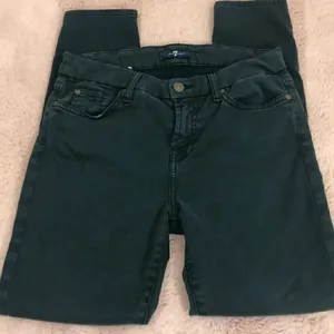 7 for all mankind forest green skinny cropped jean thumbnail 1