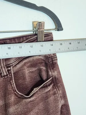 American Eagle Burgundy Pink Dyed Distressed Jeans Size 8 Long thumbnail 6