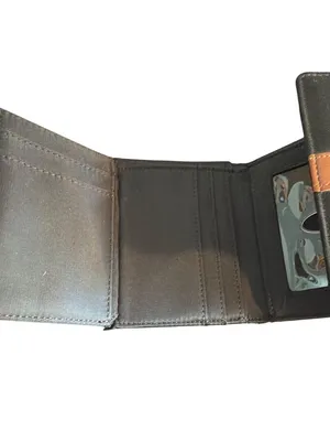 Liz Claiborne Black Nylon Brown Tri Fold Wallet Zipper Card Slots NWOT thumbnail 6