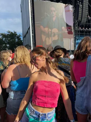ZARA Pink Denim Tube Top thumbnail 2