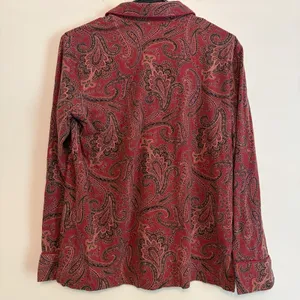 Lauren‎ Ralph Lauren Small Soft Knit Pajama Set Button Red Paisley Designer thumbnail 4