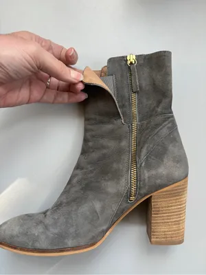 FREE PEOPLE Breakers Suede Heeled Boots Size 38 Gray Block Heel Zip Side Booties thumbnail 10