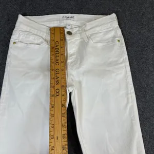 Frame Denim Le Skinny de Jeanne Jeans Blanc White Stretch Skinny Size 26 thumbnail 6