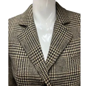 RALPH LAUREN Black Brown Houndstooth Plaid Single Breasted 4 Button Front Blazer thumbnail 5
