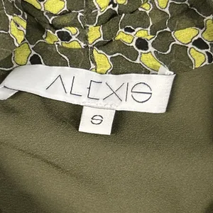 Alexis Top Womens Small Silk Neck Tie Sleeveless Blouse Lined Shirt Office Green thumbnail 3