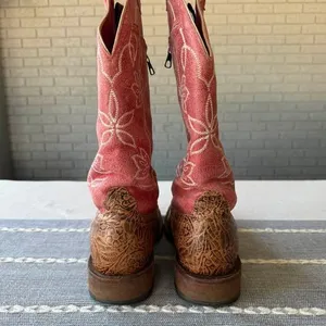 Macie Bean Cowgirl Boots Women's Size 9 Floral Tooled Leather thumbnail 4