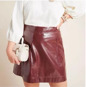 🖤 Maeve by‎ Anthropologie Faux Leather Mini Skirt Plus Size 16W 🖤 thumbnail 1