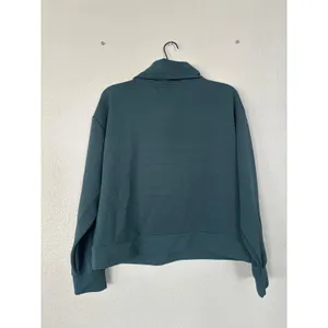 Adrienne Vittadini Sport Pullover Size L Teal Ribbed Quarter Zip Mock Neck thumbnail 2