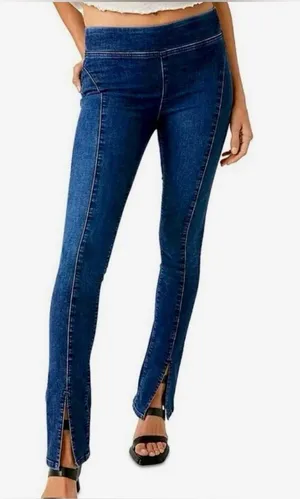 Free People We The Free Double Dutch Pull-On Slit Skinny Jeans Denim Size Medium‎ thumbnail 1