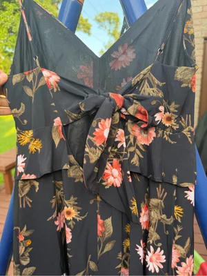 Lush Black Floral High Low Ruffle Maxi Dress NWOT Size S thumbnail 5