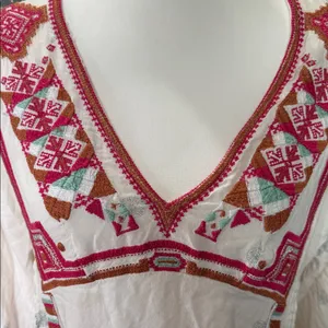 Free People Tulum Embroidered V-Neck mini boho peasant dress thumbnail 4
