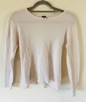 High Sierra Y2K Babydoll Waffle Knit Rose Detail White Longsleeve Sz M Ruffle thumbnail 1