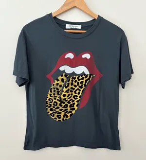 DAYDREAMER FOR FREE PEOPLE Stones Flocked‎ Leopard Tongue Tee Size XS thumbnail 1