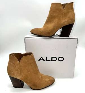 ALDO Blanka Women's Tan/Brown Suede Ankle Booties w/Stacked Wooden Heel-Size 7.5 thumbnail 1