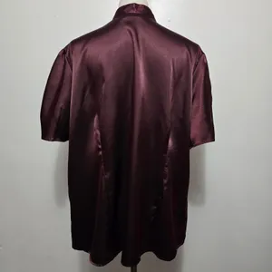 APT 9 Burgundy Satin Lace Detail Short Sleeve Blouse Size 2X Romantic Fairy thumbnail 5
