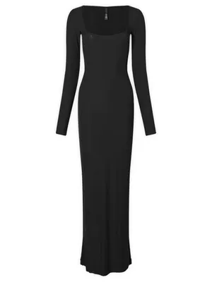 SKIMS Soft Lounge Long Sleeve Maxi Dress Onyx Black Size Small NWT thumbnail 9
