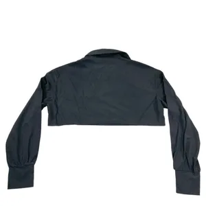 Area Stars Micro Waffle Cropped Top Black Long Sleeve V Neck Collar Size‎ M NEW thumbnail 2