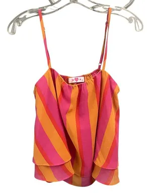 Buddy Love Size Medium Layered Tank Blouse Pink Orange Tan Lines Top thumbnail 1