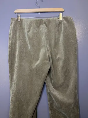 Vintage David Brooks Pants Womens 14 Green Velour Straight Leg Stretch Pull On thumbnail 5