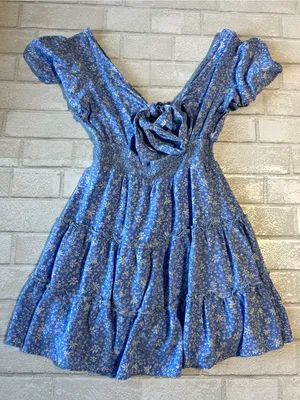 Altar’d State Blue Floral Tiered V-Neck Women's Dress Coastal Size XS thumbnail 5