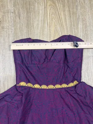 Strapless Purple Dress with Gold Embroidery thumbnail 6